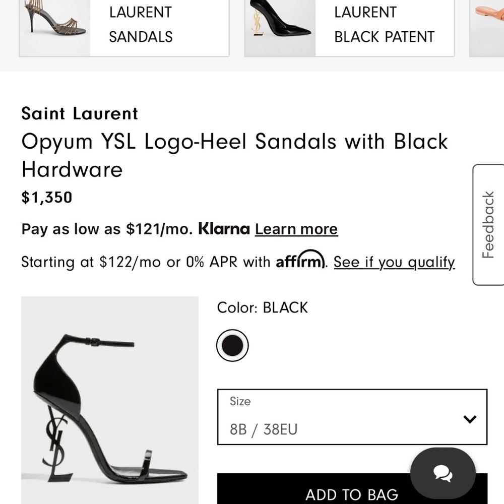 Saint Laurent Black Opyum YSL Logo-Heel Sandals